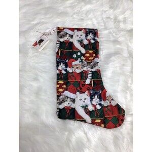 Rachael Hale Cat Kitties Christmas Holiday Stocking Sock 17"